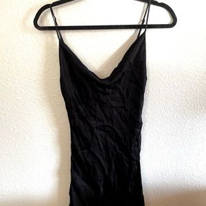 Bershka/ASOS Black Satin Mini Cowl Neck Dress